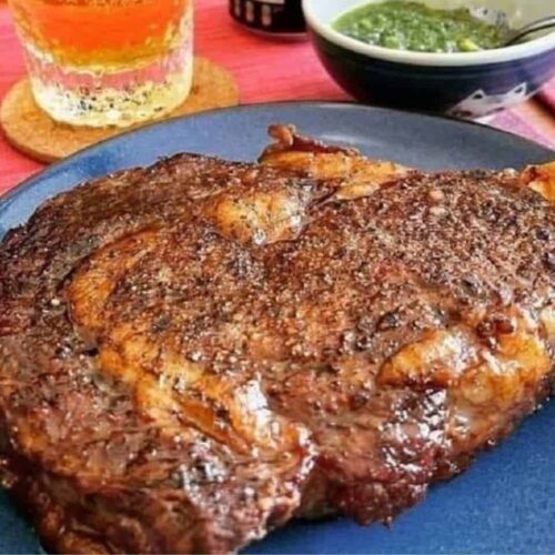 Ribeye steak cooking