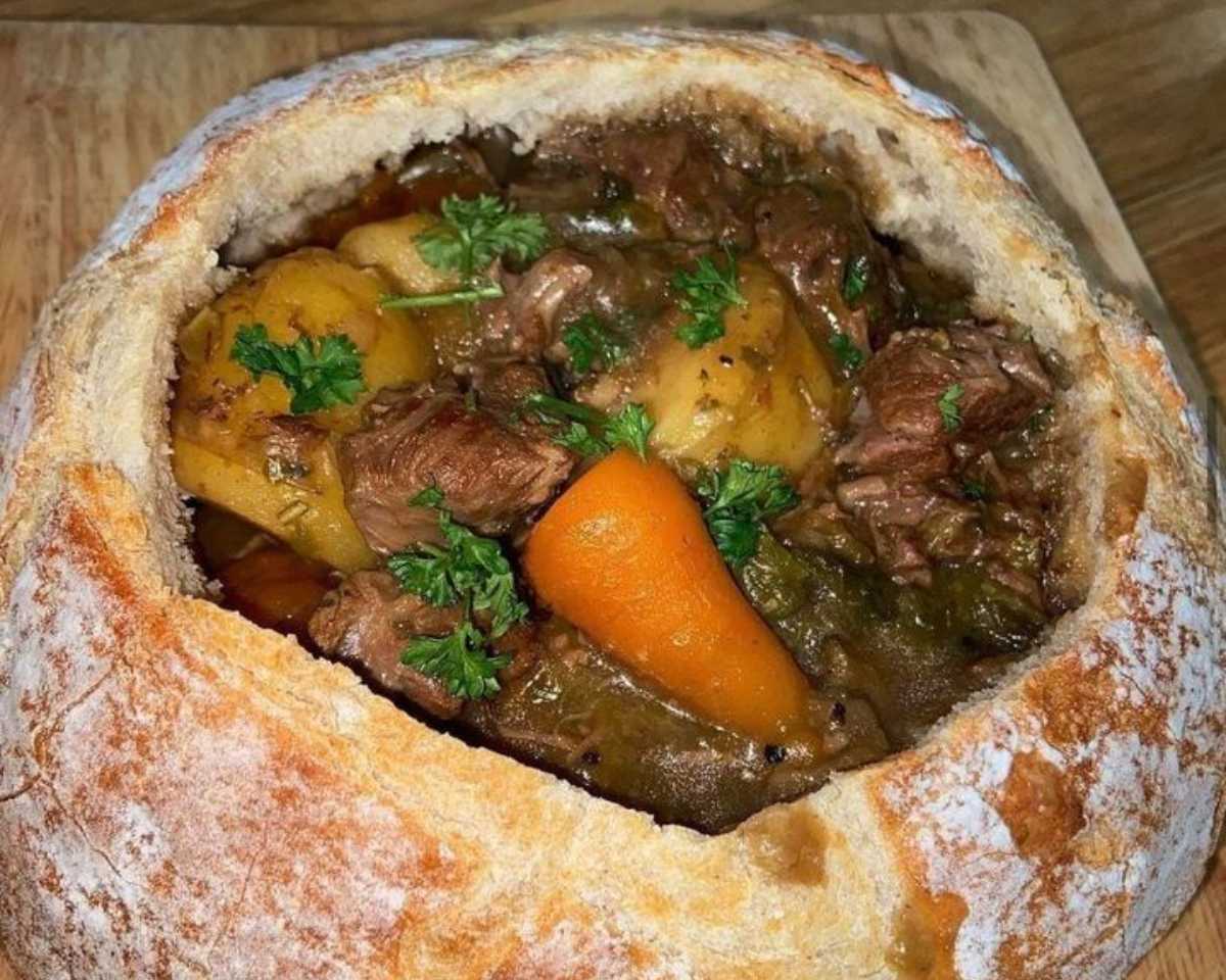 Beef Stew in a Bread Bowl