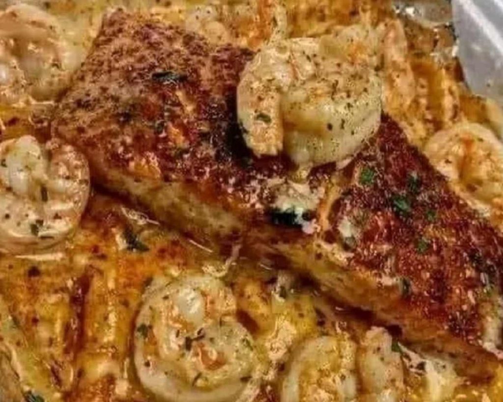 Salmon Shrimp Alfredo