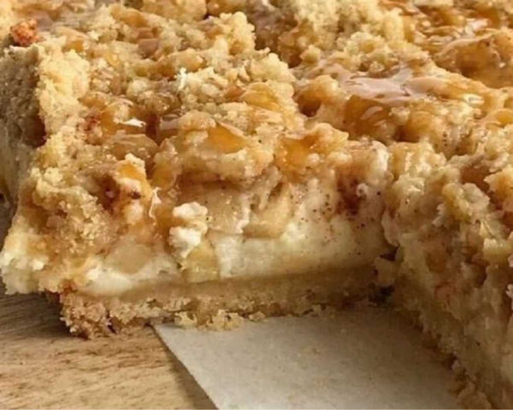 Decadent Apple Streusel Cheesecake Bars