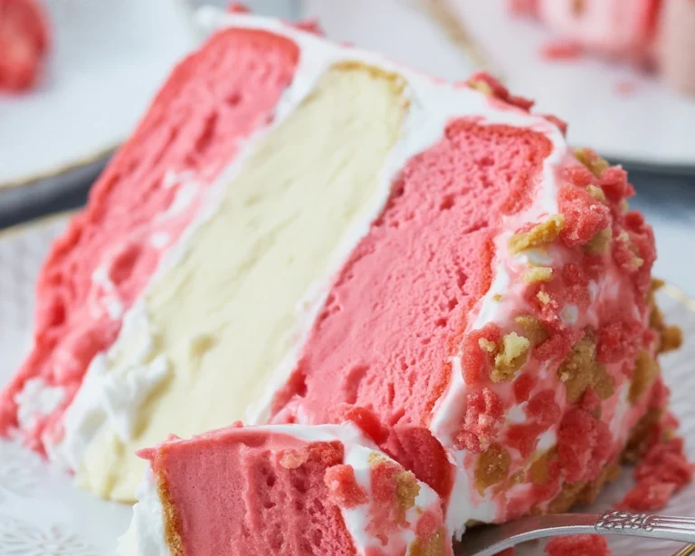 Delicious Strawberry Shortcake Cheesecake Cake with layers of strawberries and cheesecake.