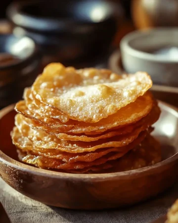 Delicious plate of authentic Mexican Buñuelos sprinkled with sugar.