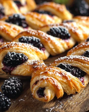 Blackberry goat cheese puff pastry twists served on a plate