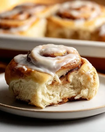 Delicious carrot cake cinnamon rolls topped with cream cheese frosting.