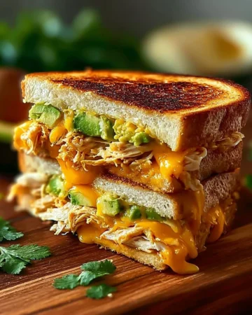 Cheesy Chicken Avocado Melt Sandwich with fresh ingredients and melted cheese