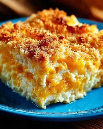 Delicious cheesy squash casserole served in a baking dish