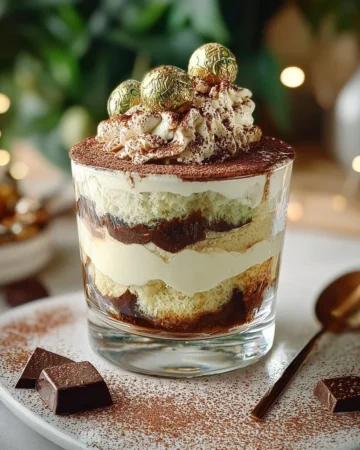 Delicious Chocolate Tiramisu layered with cocoa and espresso