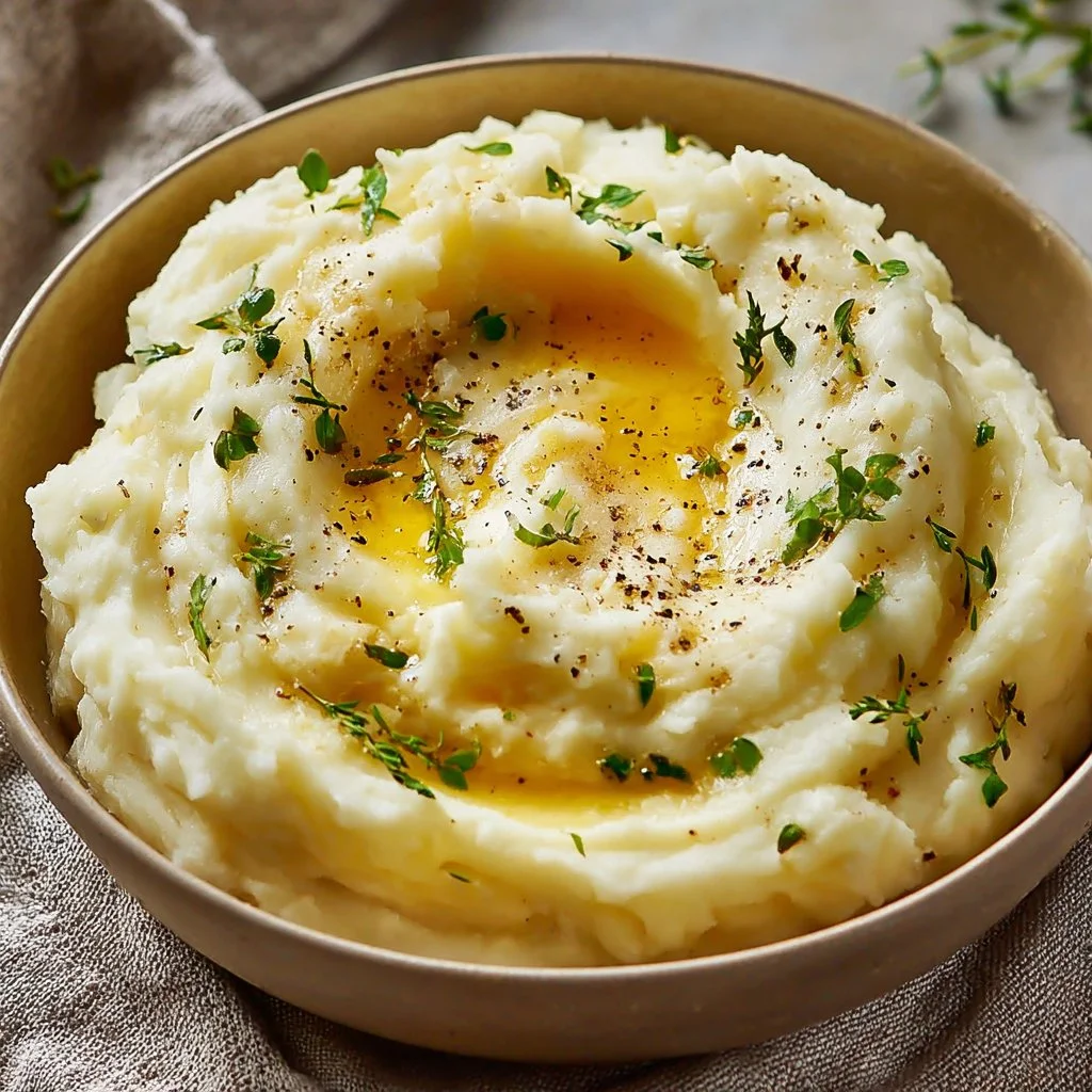 Bowl of creamy mashed cauliflower, a healthy alternative to mashed potatoes.