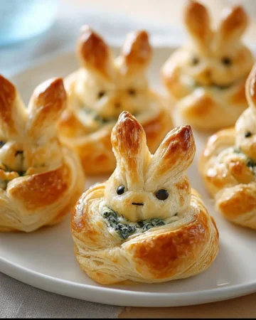 Easter Bunny Crescent Bites on a festive plate