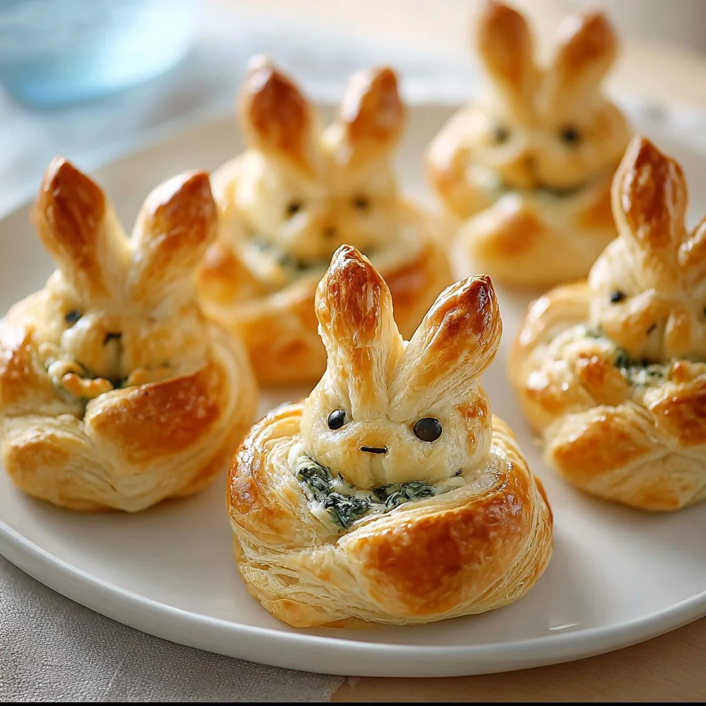 Easter Bunny Crescent Bites on a festive plate