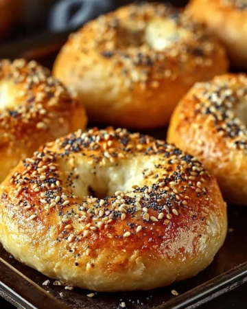 Delicious homemade Greek yogurt bagels topped with sesame seeds.