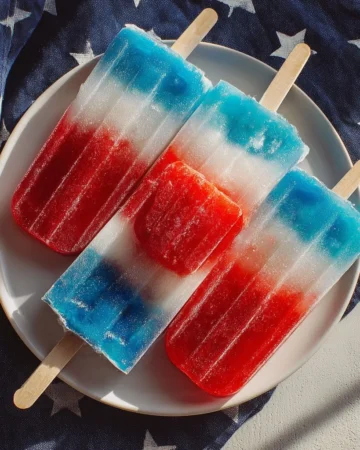 Colorful homemade bomb pops on a stick, perfect summer dessert.