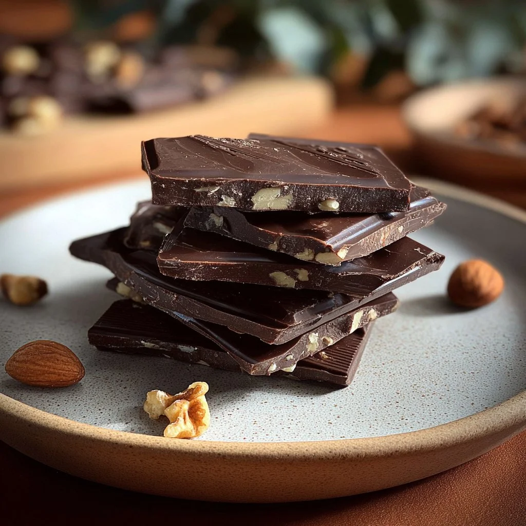 Homemade dark chocolate made with high-quality cocoa and natural ingredients.