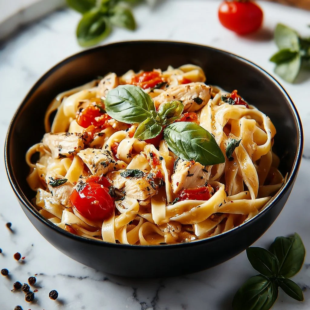 Delicious Honey Pepper Chicken Pasta served with fresh herbs and spices