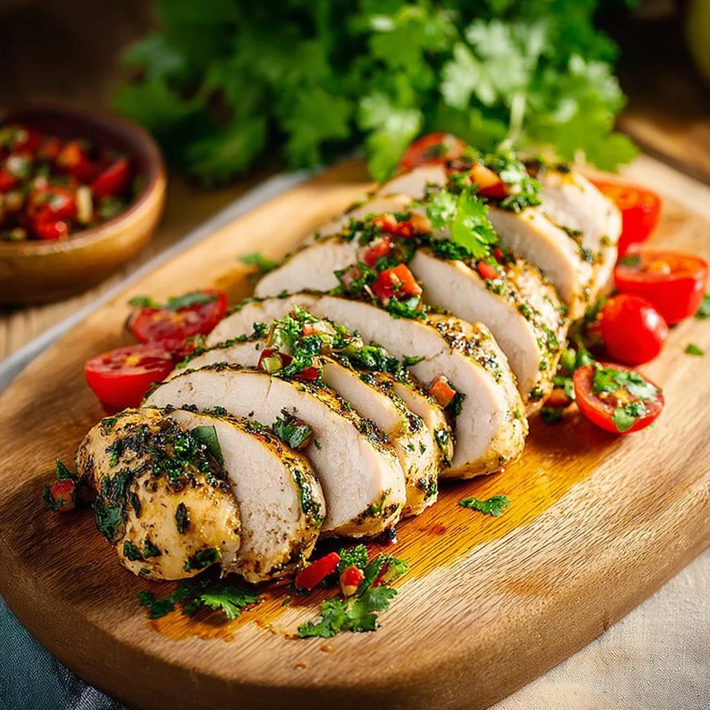 Delicious Mediterranean chicken marinating in a herb and spice blend