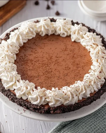 Delicious Nutella Pie with a chocolate crust and creamy topping