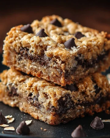 Delicious oatmeal cookie bars stacked on a plate