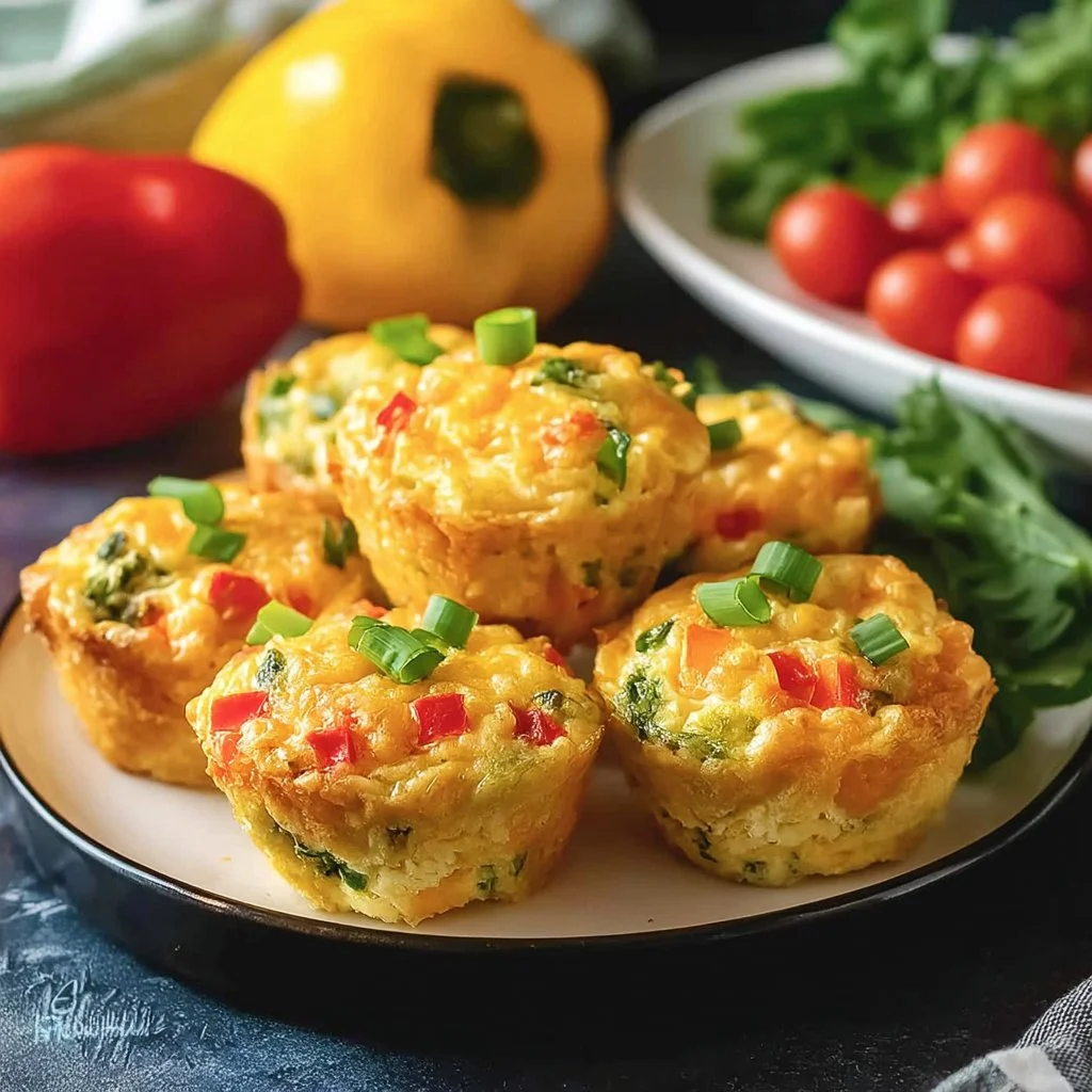 Delicious omelette muffins displayed on a plate with fresh herbs.