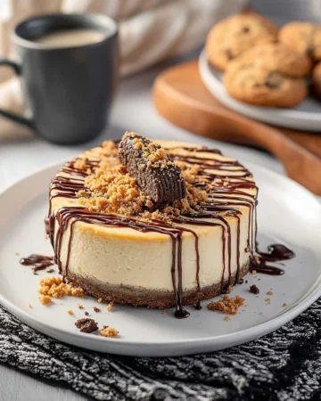 Decadent Samoa Cheesecake with chocolate, caramel, and coconut toppings