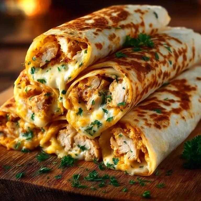 Delicious cheesy garlic chicken wraps ready to be enjoyed.