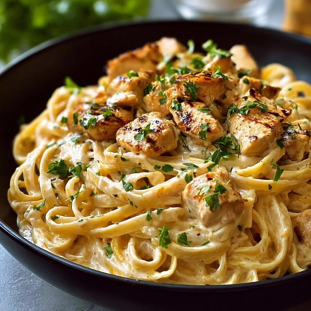 Creamy Cowboy Butter Chicken Linguine with herbs and spices