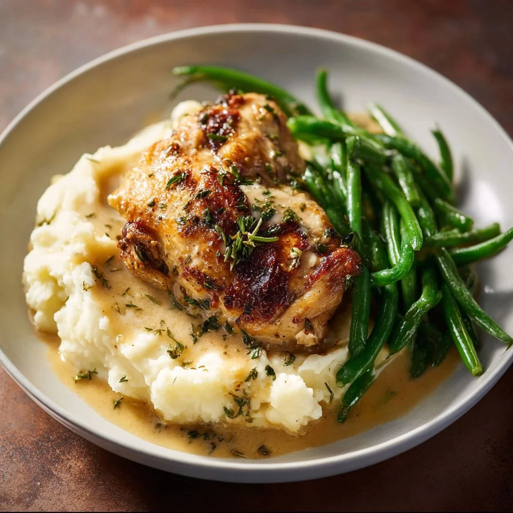 Creamy Garlic Parmesan Chicken Breast garnished with parsley on a plate
