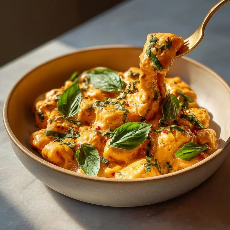 Delicious creamy tomato garlic pasta served in a bowl with fresh herbs.