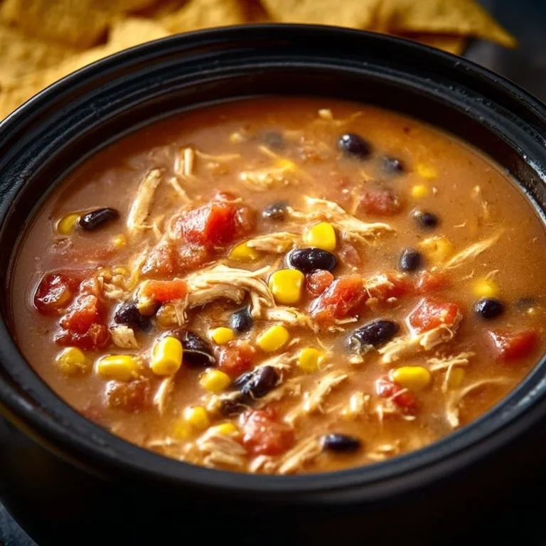 Crockpot Chicken Tortilla Soup served in a bowl with toppings