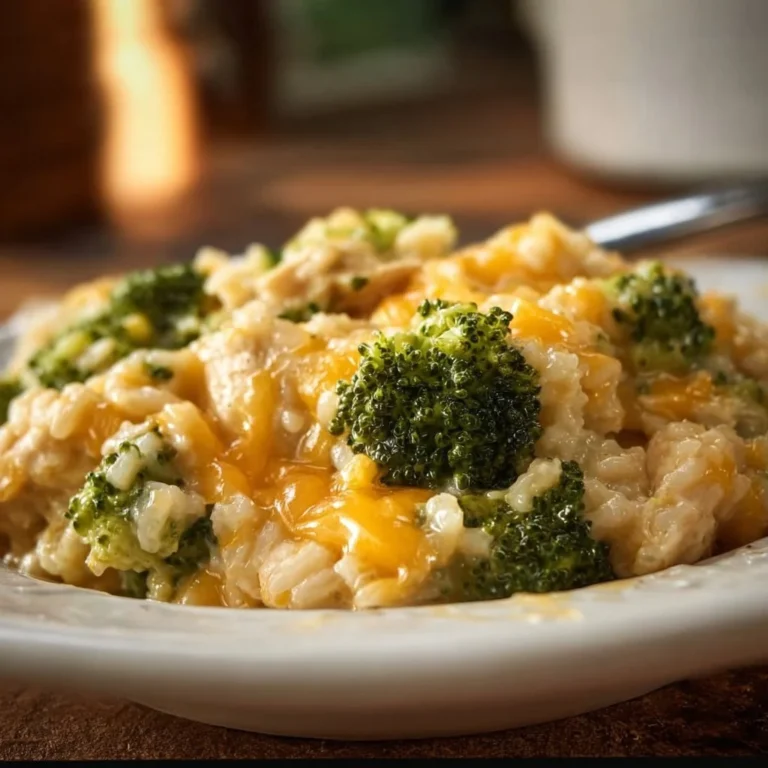 Delicious crockpot cheesy chicken with broccoli and rice dish