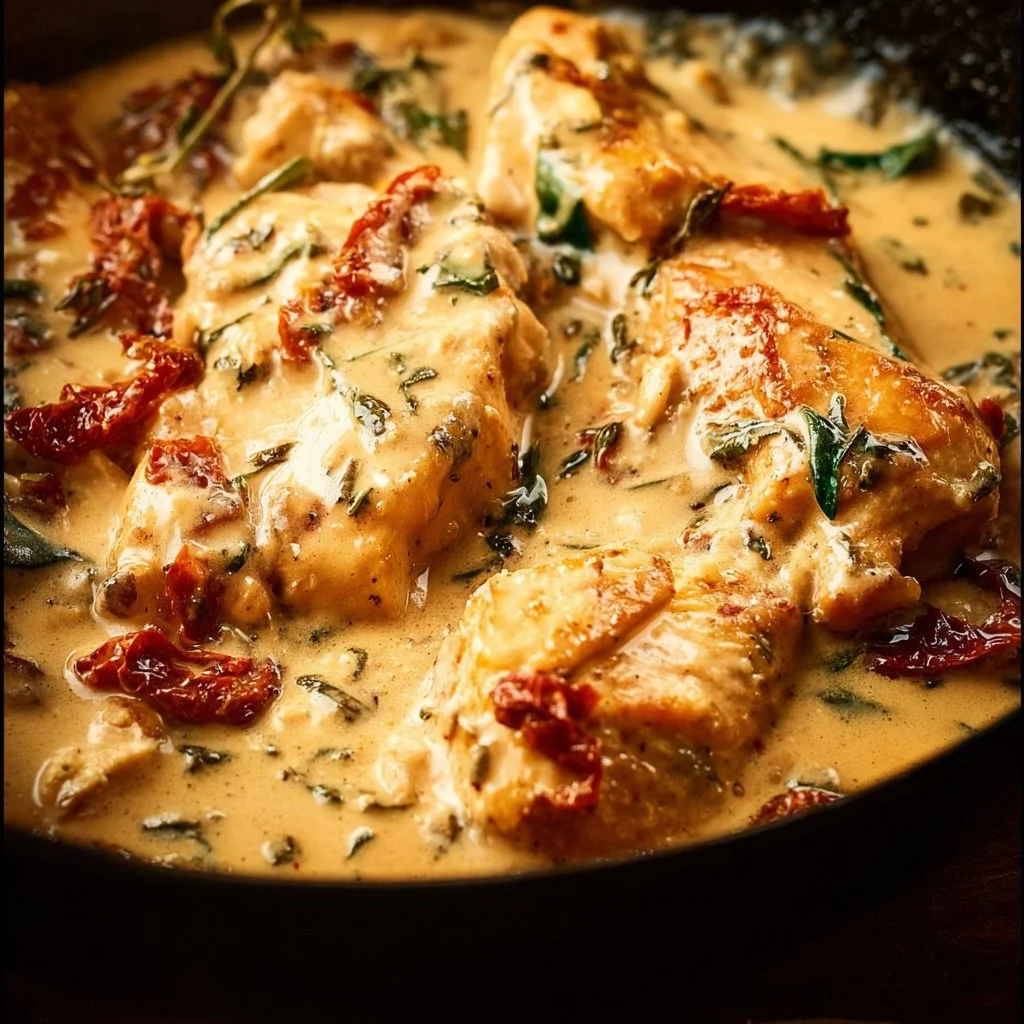 Delicious Marry Me Chicken served on a plate with herbs and creamy sauce