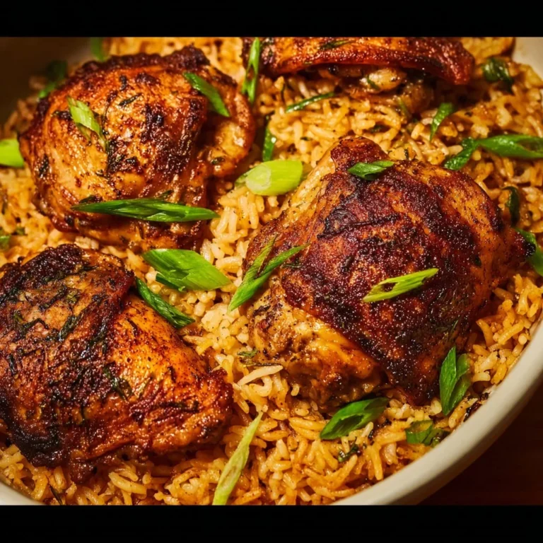 One Pot Chicken and Rice dish served in a pot with colorful vegetables