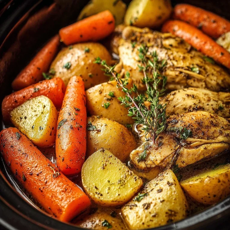 Slow cooker garlic butter chicken with fresh veggies served in a bowl