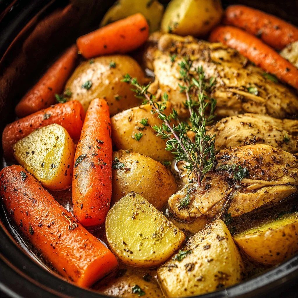 Slow Cooker Garlic Butter Chicken and Veggies