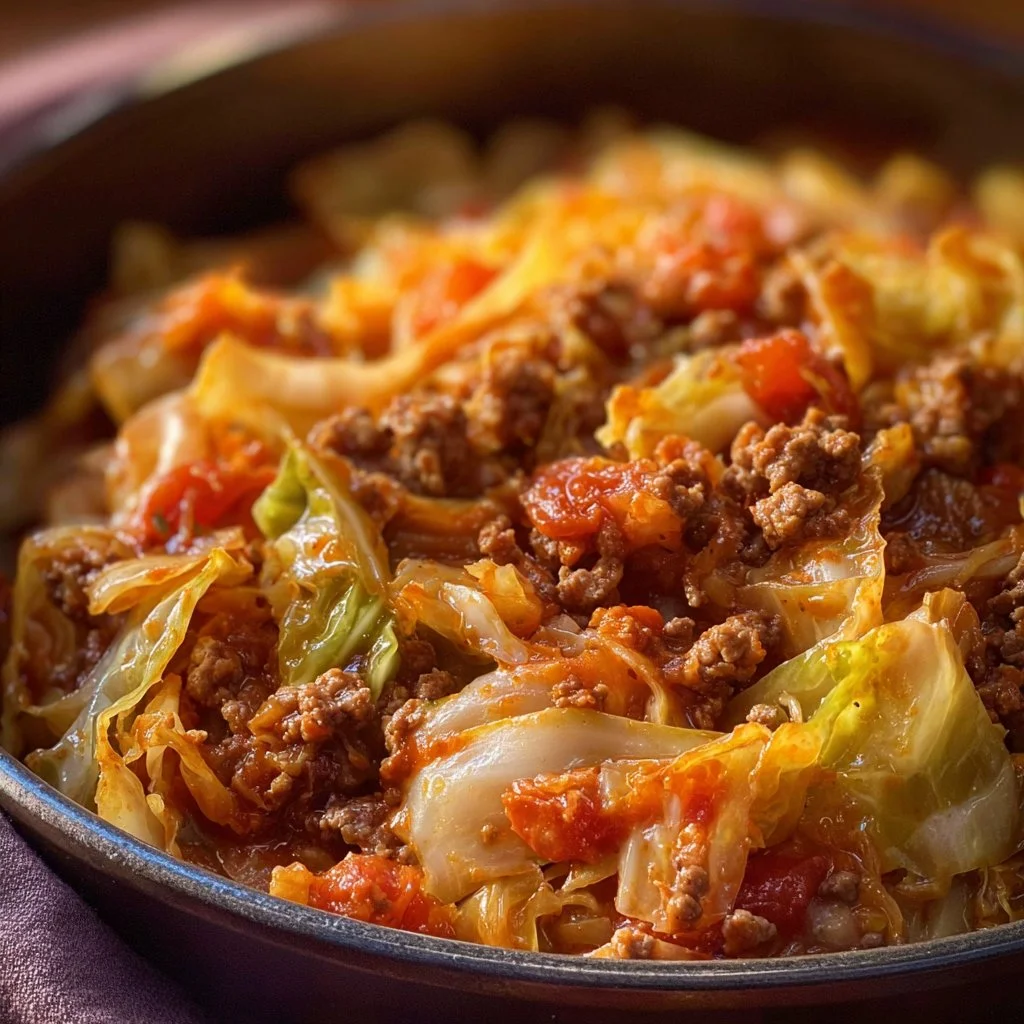 Healthy Slow Cooker Unstuffed Cabbage Rolls served in a bowl