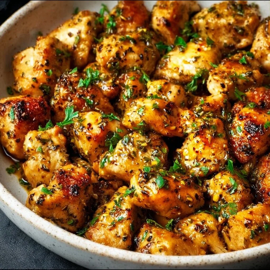 Succulent seasoned chicken breast morsels seared to perfection for a delicious meal