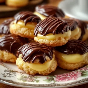 Boston Cream Pie Cookie Bites with chocolate topping and creamy filling