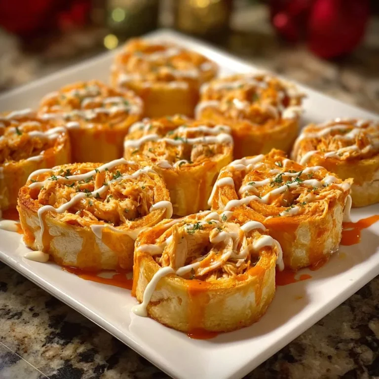 Buffalo Chicken Roll Ups on a platter with dipping sauce