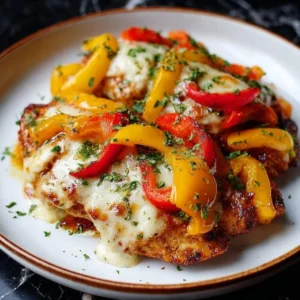 Cajun Chicken with Bell Peppers on a plate garnished with herbs