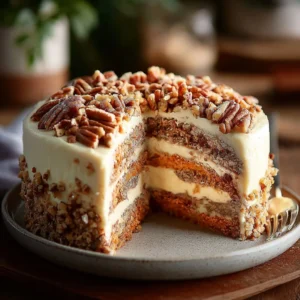 Delicious homemade carrot cake cheesecake, perfect for holiday celebrations