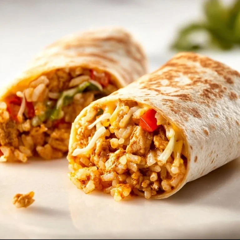 Cheesy chicken burritos filled with chicken, cheese, and fresh veggies