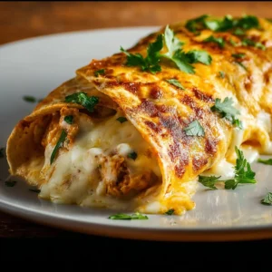 Delicious cheesy garlic chicken wraps served on a plate.