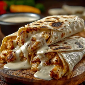 Cheesy garlic chicken wraps filled with juicy chicken and melted cheese