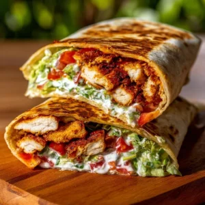 Delicious Chicken Crunch Wrap with crispy chicken and fresh toppings