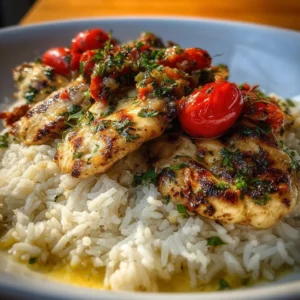 Delicious Chicken Scampi served with Garlic Parmesan Rice