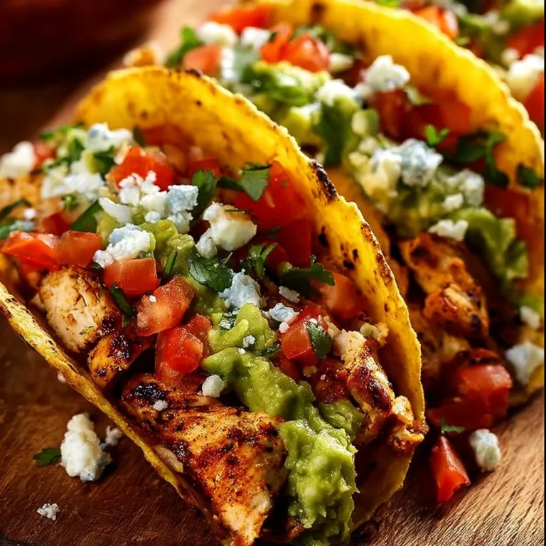 Delicious Chicken Street Tacos with fresh toppings in soft tortillas