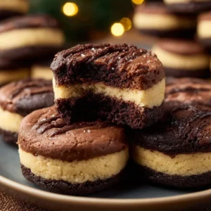 Choco Cheesecake Cookie Bites on a rustic wooden table