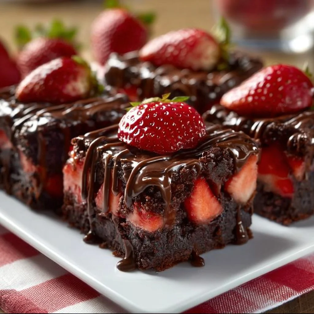 Chocolate Covered Strawberry Brownies