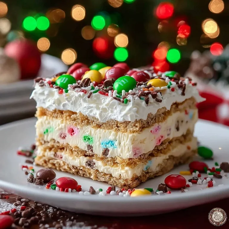 Delicious Christmas dessert lasagna with layers of cream and festive toppings
