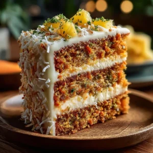 Delicious Christmas Hawaiian Carrot Pineapple Cake with tropical decorations