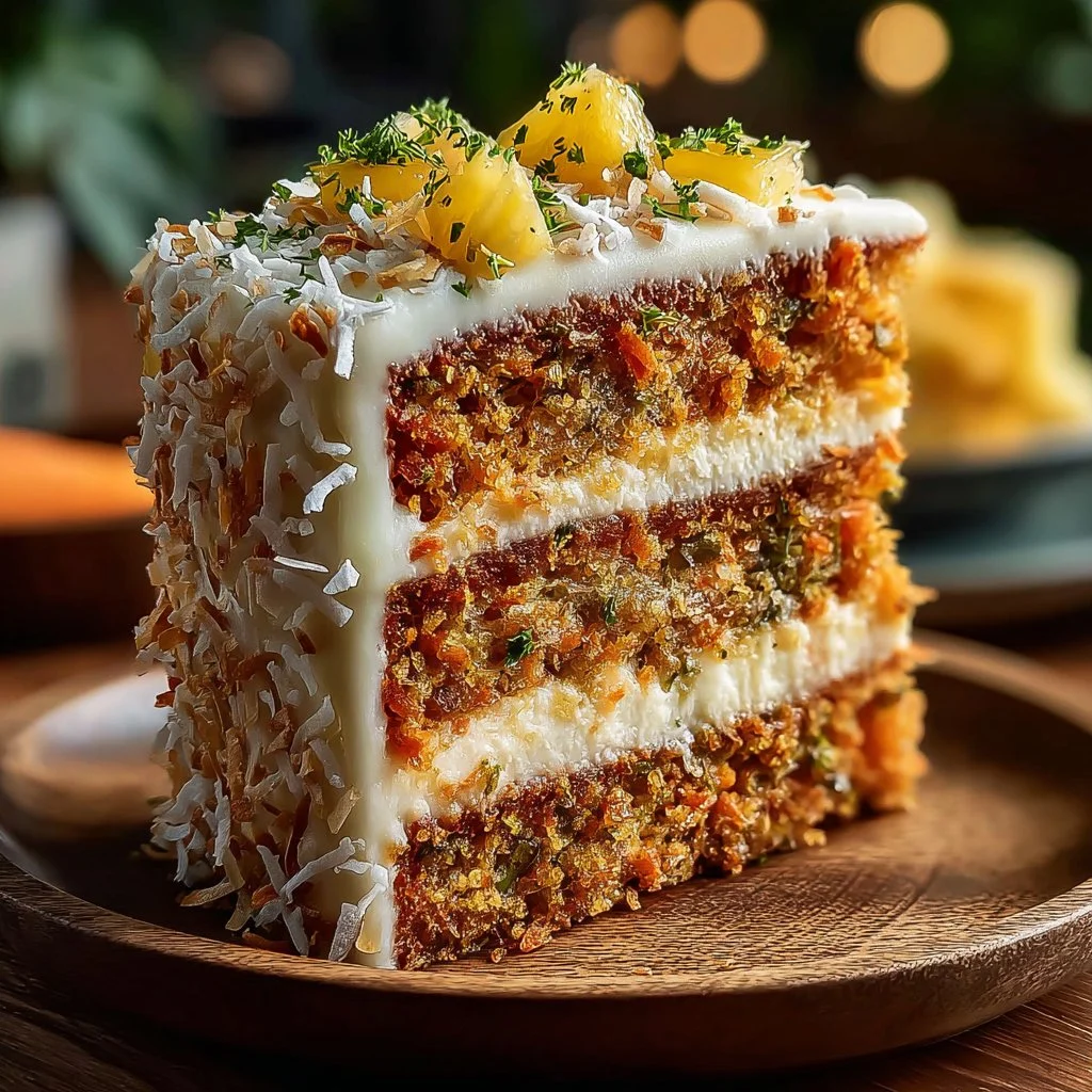 Delicious Christmas Hawaiian Carrot Pineapple Cake with tropical decorations